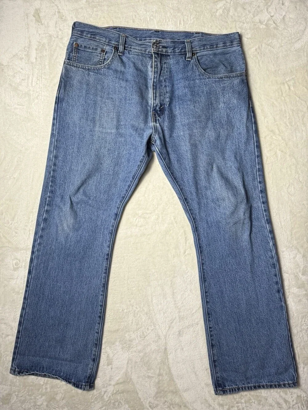 Levi's 517 Bootcut Jeans Mens 36x30 Blue Wash WaterLess Denim Pants Distressed